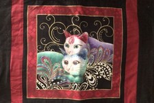 Wall Quilt Made w/ One Square of Benartex "Purr Fect Catitude" Cat Panel 12"X17"