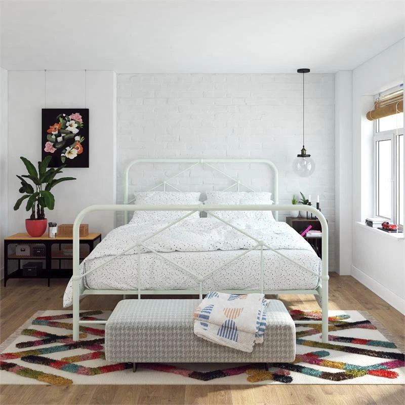 Novogratz Francis Farmhouse Metal Bed in Full Bed Frame in Dusty Green