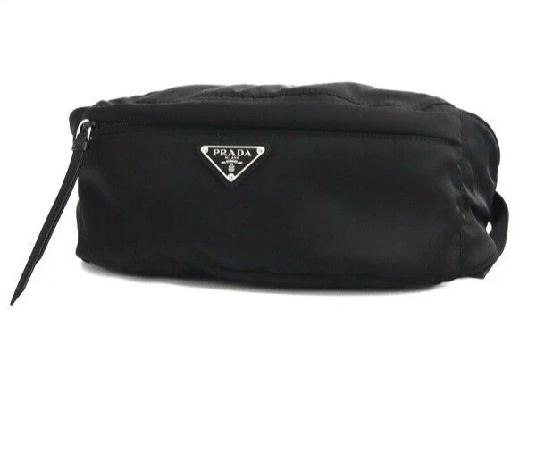 PRADA Re-Nylon Belt Bag Waist Pouch Body Bag Black Triangle Logo