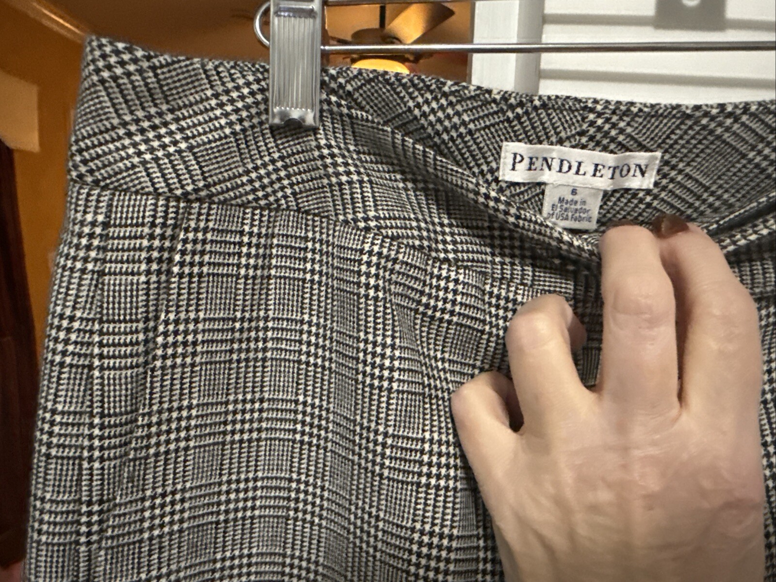 Pendleton wool houndstooth black white trouser cu… - image 4