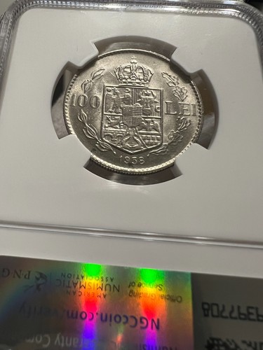 100 Lei 1938 Nickel, Romania NGC AU58. more RARE! - Picture 4 of 4