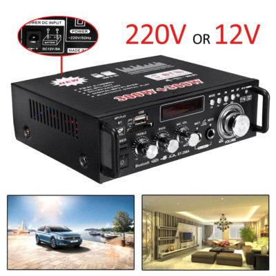 600W 12V Stereo Verstärker Bluetooth Digital Power Amplifier FM HiFi Audio MP3