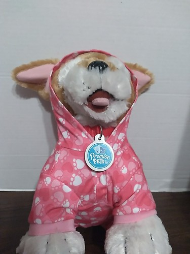 Build A Bear Promise Pets Brown + White Puppy Dog Plush w Pink Paw Print Hoodie - Picture 4 of 19