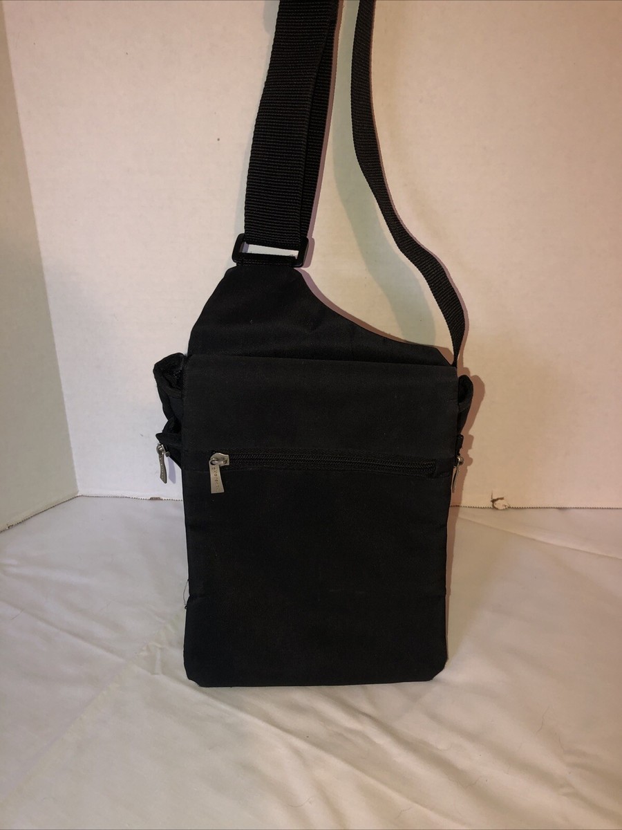 Travelon Anti-Theft Black Nylon Crossbody Travel Sling Bag Exel Cond  expandable!