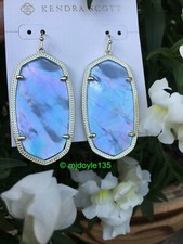 Kendra Scott Danielle Blue Sky Illusion Gold Earrings HTF GORGEOUS!!! L@@K