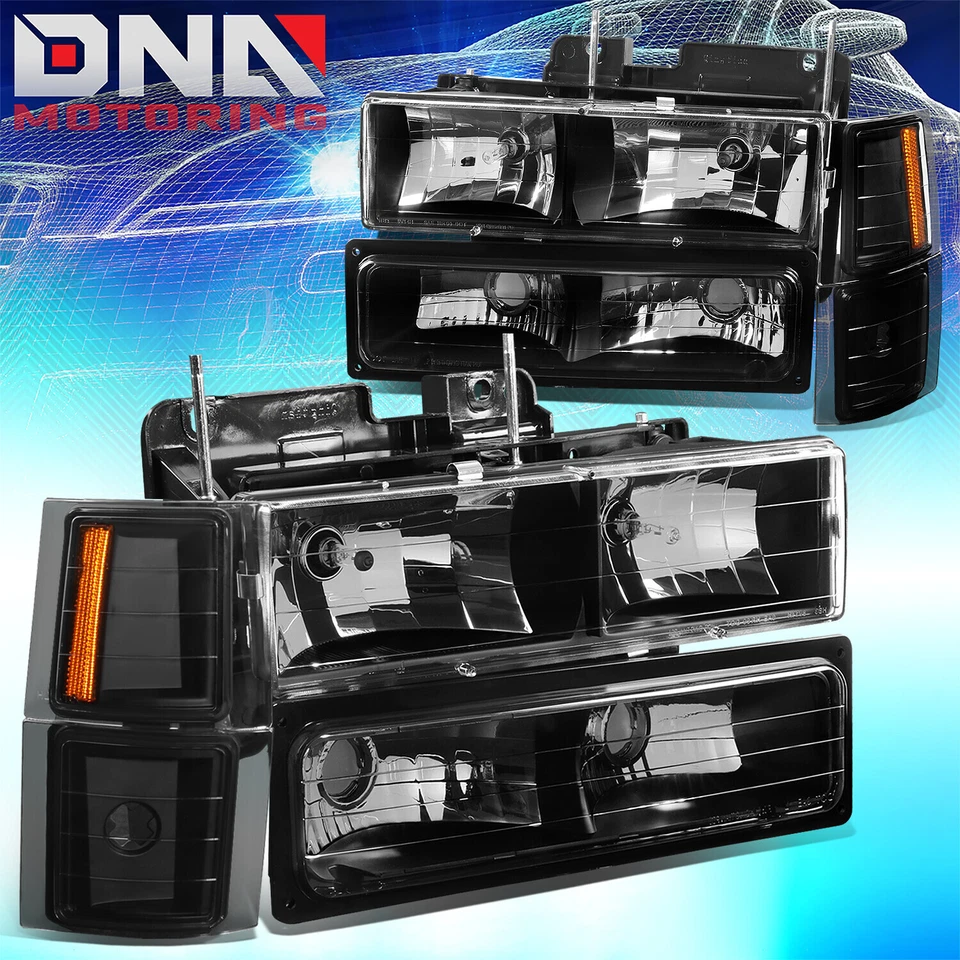 PARA GMT400 CHEVY C10 NEGRO 8 PIEZAS FARO + PARACHOQUES + SEÑAL + LUZ TRASERA LED 3D transparente Foto 2 de 4