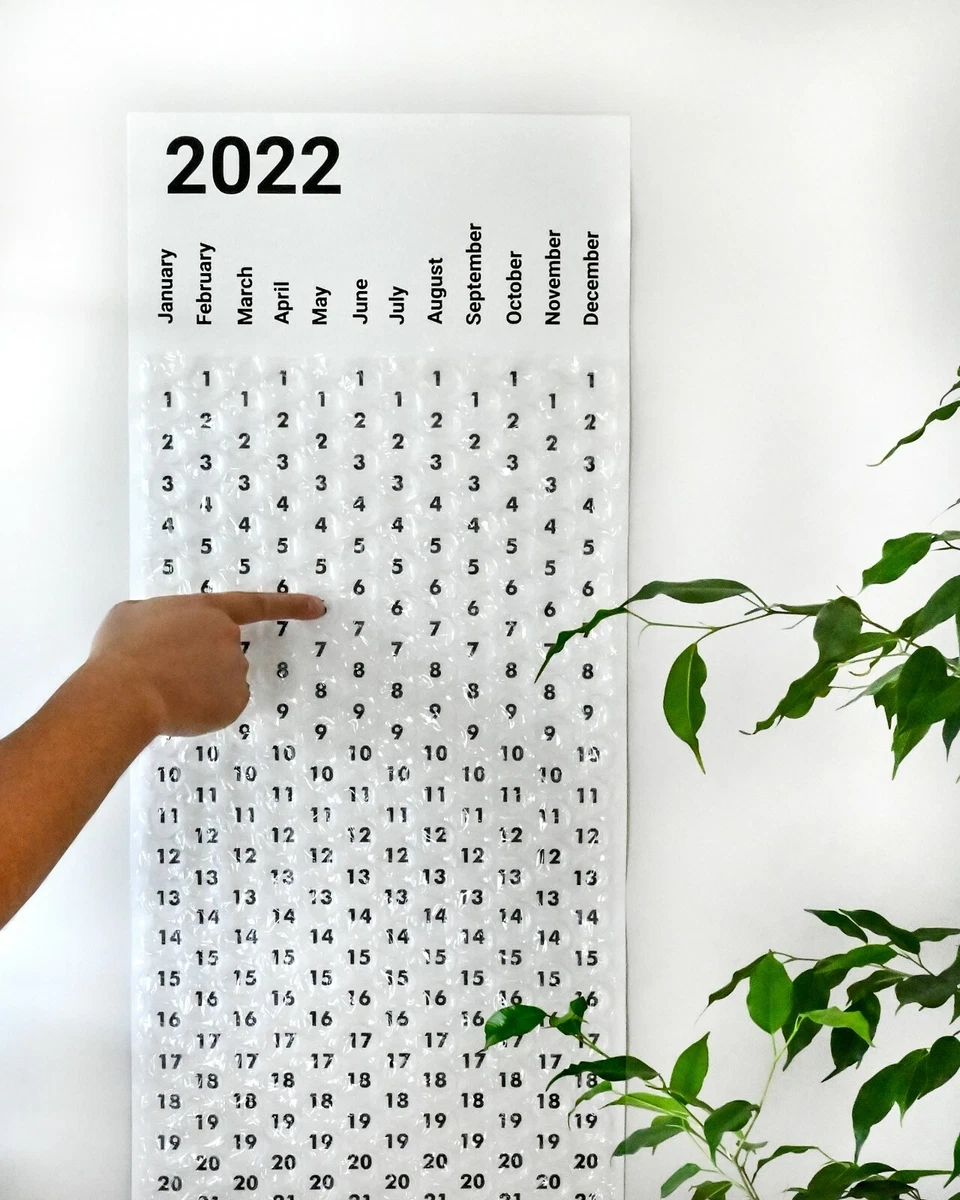 Bubble Wrap Calendar, Wall Decor
