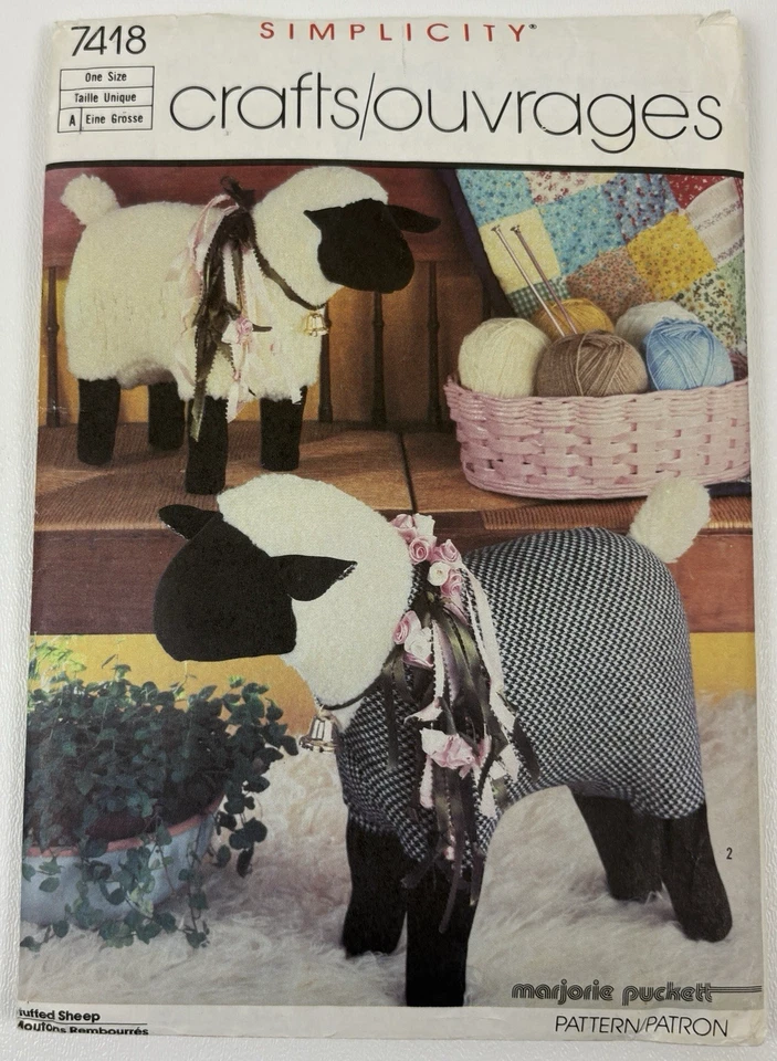 Simplicity 7418 Stuffed Animal Sheep M Puckett Craft Sewing Pattern UC FF VTG 86 - Image 3 of 4