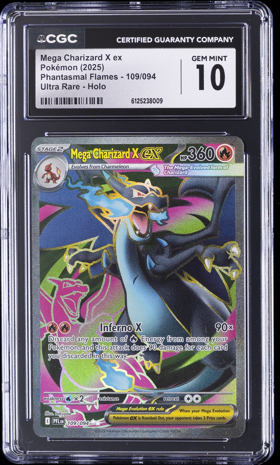 2025 POKEMON #109/094 MEGA CHARIZARD X EX CGC 10 GEM MINT