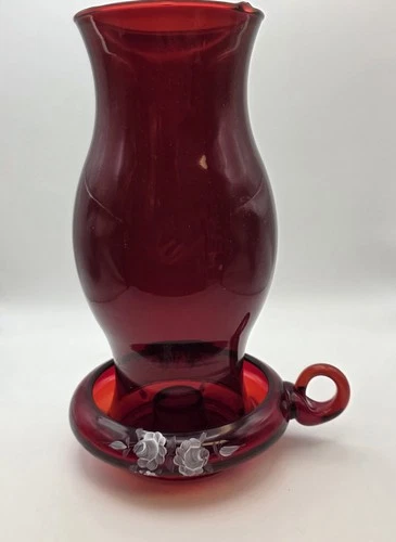 Fenton Ruby Red Hurricane Candle Lamp