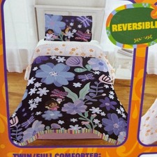 Dora the Explorer 2 Piece Comforter SZ Twin/Full Reversable Purple Pink NEW