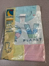 VTG 90s Carters Summer Pajamas Sz 4 Deadstock NIP USA Made Pastel Colorblock