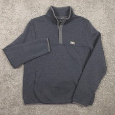 LL Bean Sweater Mens Medium Gray Sweater Fleece Pullover 1/4 Zip Outdoor Hiking