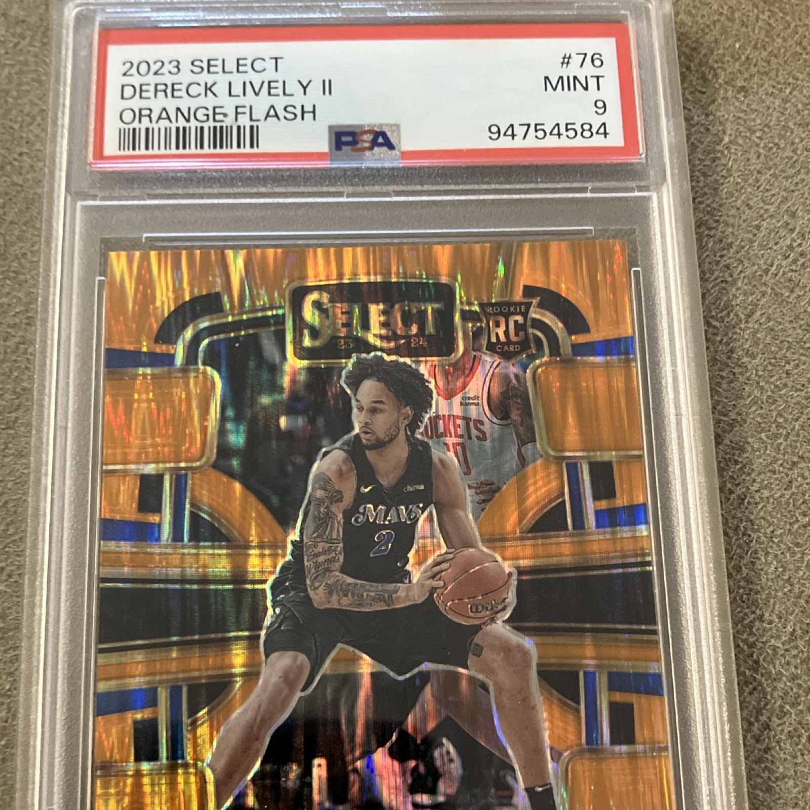 2023-24 Panini Select Dereck Lively II #76 Orange Flash Prizm Rookie PSA 9 Mave…