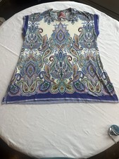 Johnny Was The Janie Favorite Crew Neck Draped Tee Paisley Sz Small EUC