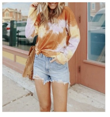 Free People  Be Free Tie-Dye OversizedTee Size L Lilac Earth