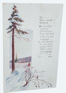 Antique Christmas Postcard Scenic Winter Landscape & Sentiment to Peru Nebraska