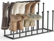 Free Standing Tall Boot Shoe Rack Metal Holds 8 Pairs