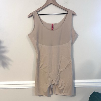 SPANX Women s Shapewear Simplicity Open-Bust Mid-Thigh Bodysuit Size 1X Nude
