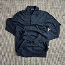 Neiman Marcus Mens Polo Sweater Large Wool Si...