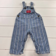 Oshkosh B  Gosh Vintage baby boys blue denim pin striped overalls size 12 Months