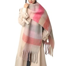 Chunky Winter Scarfs for Women Cold Weather Warm Knit Thick Plaid