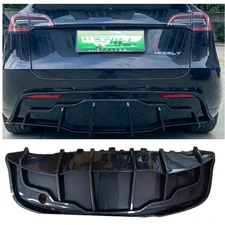 Carbon Fiber style Rear Bumper Lip Diffuser Splitter Fits 20-24 Tesla Model Y