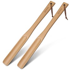 Shoe Horn Long Handle for Seniors Men Women, 16.9" Wooden Long Shoehorn for B...