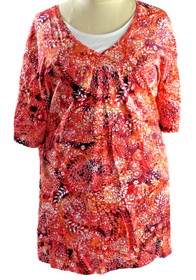 NEW Catherine's Multi-color Plus Size 6X Blouse Easy Fit Cotton Faux Camisole