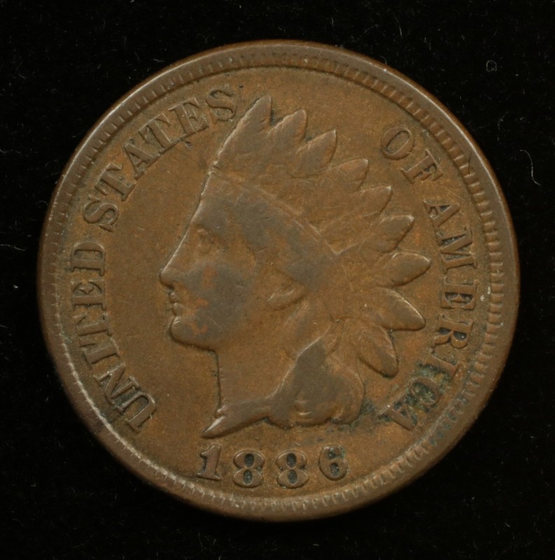 1886 Indian Head Cent 1C VG Raw Copper Penny (#SLC00463)