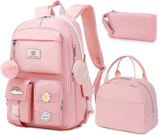 School Backpack for Girls - 6Pcs Cute Girls Backpack with Lunch Box Set for Teen
