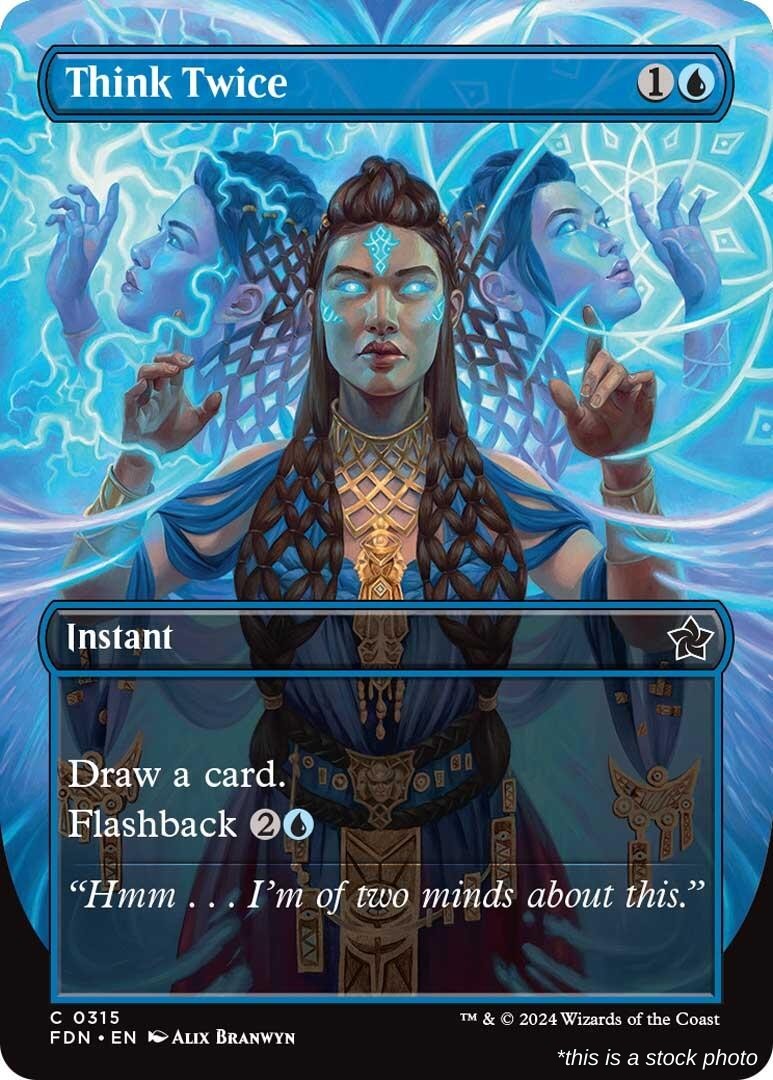 Think Twice (Borderless) (FDN 315), Foil, Foundations, MTG