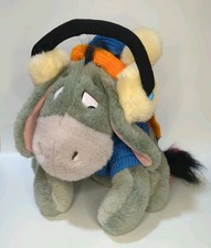 Disney World Winnie The Pooh Eeyore Plush w/ "E" Sweater, Earmuffs, Hat  Scarf