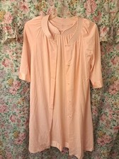 SHADOWLINE 2 Pc Light Pink Robe/Short Sleeve Nightgown Peignoir Set Small