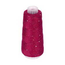 Cotton Silk Yarn Cotton Silk Blend Sparkly Yarn with Sequins, 50g (Red)