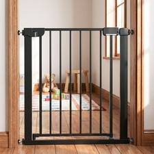 Auto Close Safety Gate for Babies Black Pressure Mounted Door Fence Black