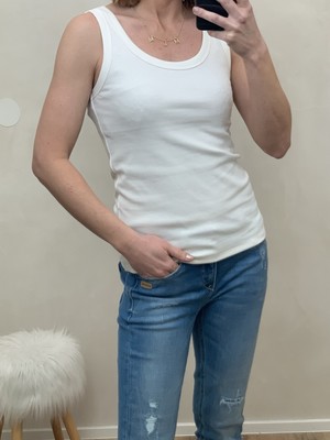FREE/QUENT  Basic Top Rippenstrick Offwhite versch. Größen (O2) H