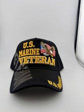 US Marine Veteran Hat Black Adjustable Military Cap Eagle USA