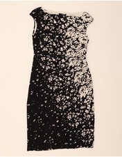 CHAPS Womens Sheath Dress UK 12 Medium Black Spotted Polyester QH08