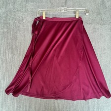 Women Wrap Skirt Burgundy Satin Ballet Dance Adjustable Tie Elegant Minimalist
