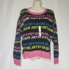 New Juicy Couture Girls Sweater Size Small Multicolored Knitted Neon Stripes