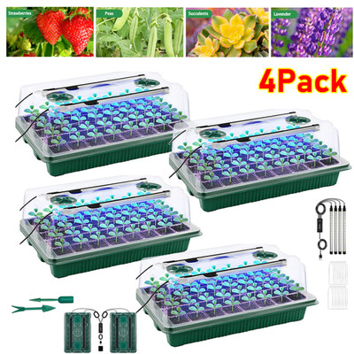 Seed Starter Tray with Grow Light 40 Cells Seed Starter Kit with Humidity Dome