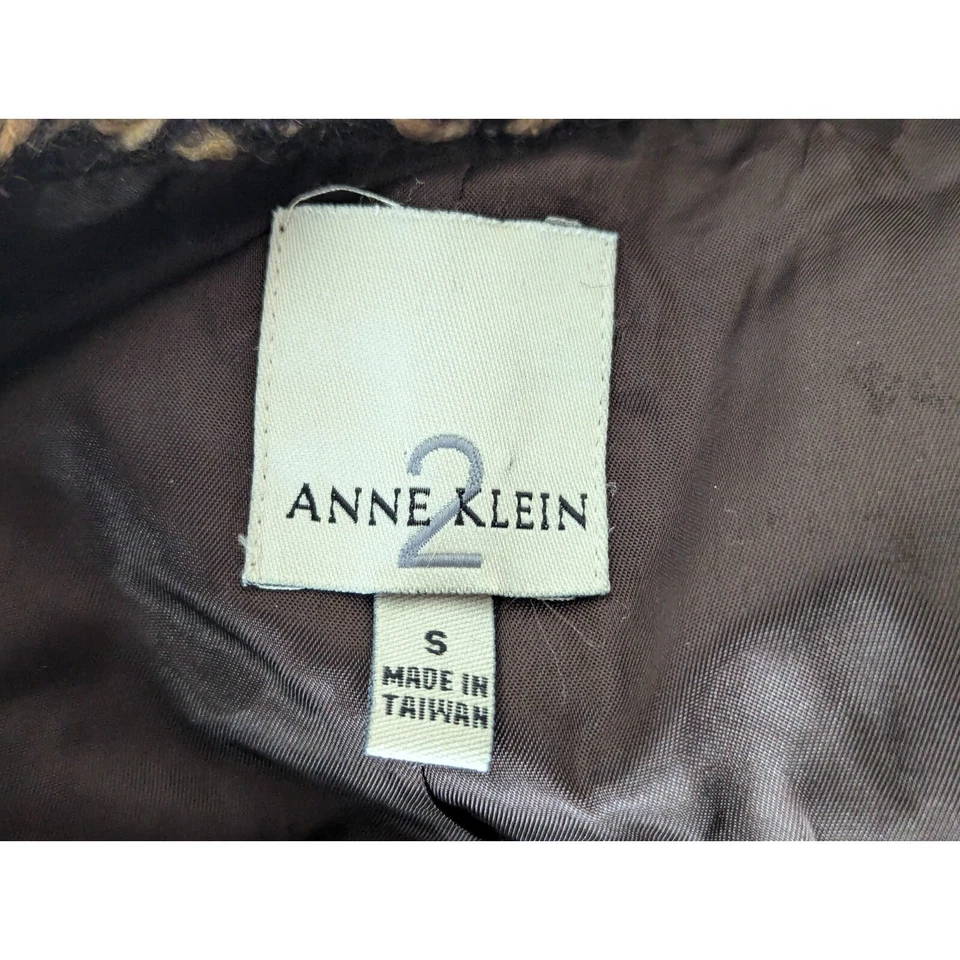 Abrigo para mujer Anne Klein pequeño marrón lana mohair mezcla de alpaca cinturón abotonado Foto 2 de 4