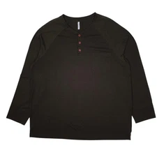 TAOHUADAO Green T Shirt Tee Henley Long Sleeve Cotton Mens XL