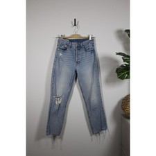 GAP Women's Size 26R Light Wash Cheeky Straight High Rise Distressed Jeans