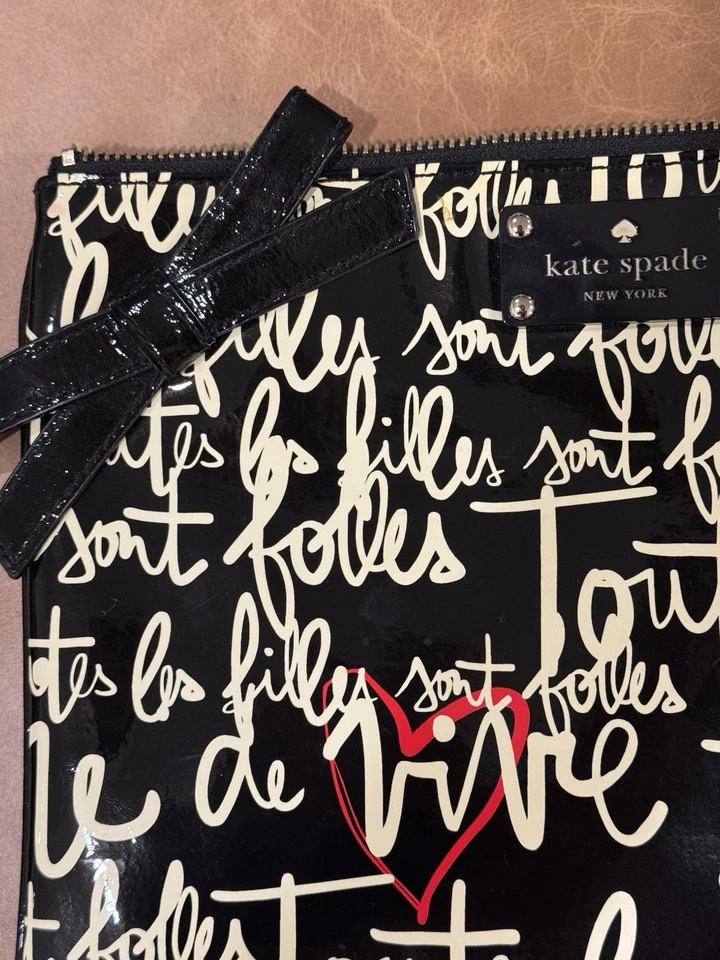 Kate Spade Garance Dore Georgie Zip Pouch/clutch Print Fabric/cowhide Patent OS - Image 4 of 4