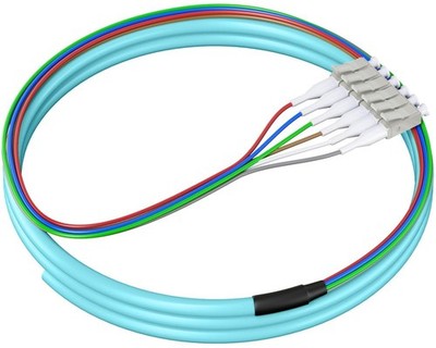 RamboCables OM3 Fiber Pigtail LC, 6 Strand 50/125 4.9ft/1.5m, OM3-LCU-6F 