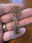 Vintage Gold Tone Skeleton Ornate Handle Key Brooch Pin Key Costume Jewelry.