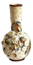 Wardle Victorian Barbotine Majolica Textured Vase Antique Floral Ceramic #1