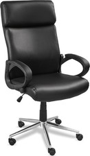 Drehstuhl Kunstlederpolsterung Bürostuhl Stuhl Ergonomisch (Schwarz) LivarnoHome